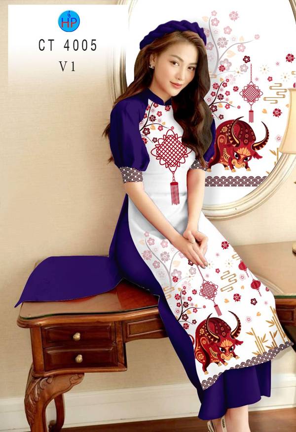 Vải Áo Dài Trâu Vàng Đón Tết thiết kế 2021 AD CT4005 45 Vải Áo Dài Trâu Vàng Đón Tết thiết kế 2021 AD CT4005