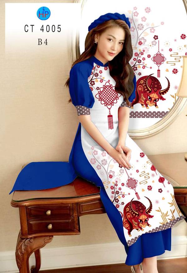 Vải Áo Dài Trâu Vàng Đón Tết thiết kế 2021 AD CT4005 50 Vải Áo Dài Trâu Vàng Đón Tết thiết kế 2021 AD CT4005