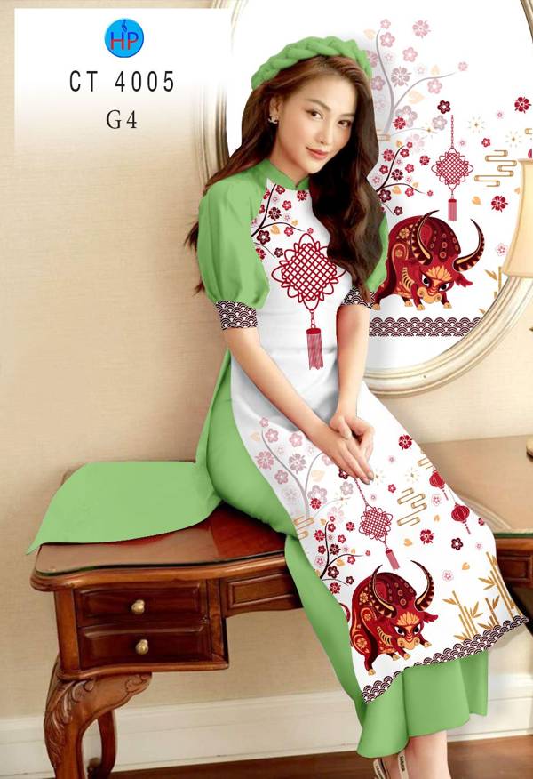 Vải Áo Dài Trâu Vàng Đón Tết thiết kế 2021 AD CT4005 52 Vải Áo Dài Trâu Vàng Đón Tết thiết kế 2021 AD CT4005