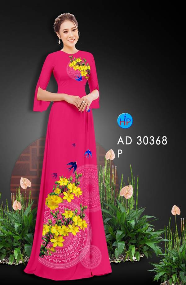 Vải Áo Dài Hoa Mai Vàng thiết kế 2021 AD 30368