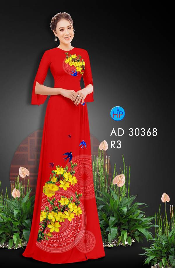 Vải Áo Dài Hoa Mai Vàng thiết kế 2021 AD 30368