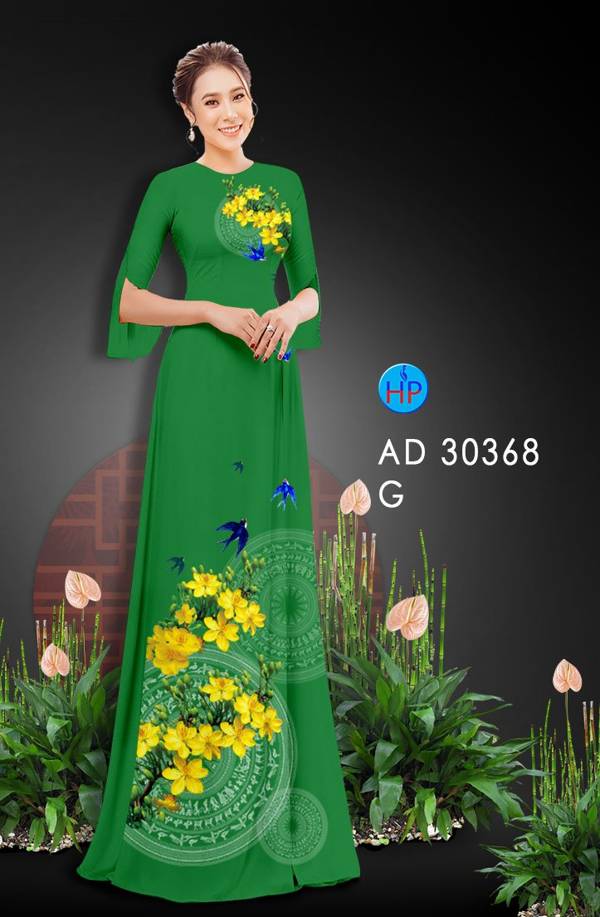 Vải Áo Dài Hoa Mai Vàng thiết kế 2021 AD 30368