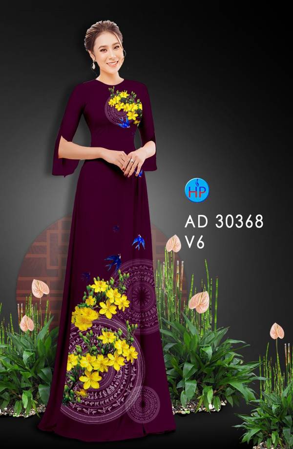 Vải Áo Dài Hoa Mai Vàng thiết kế 2021 AD 30368