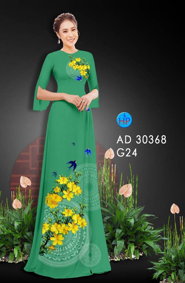 Vải Áo Dài Hoa Mai Vàng thiết kế 2021 AD 30368