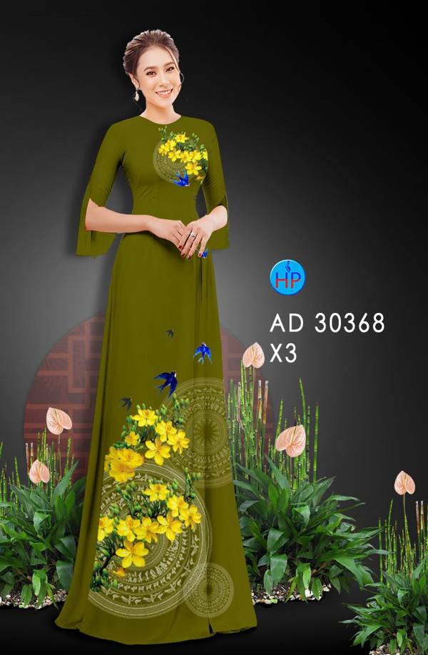 Vải Áo Dài Hoa Mai Vàng thiết kế 2021 AD 30368