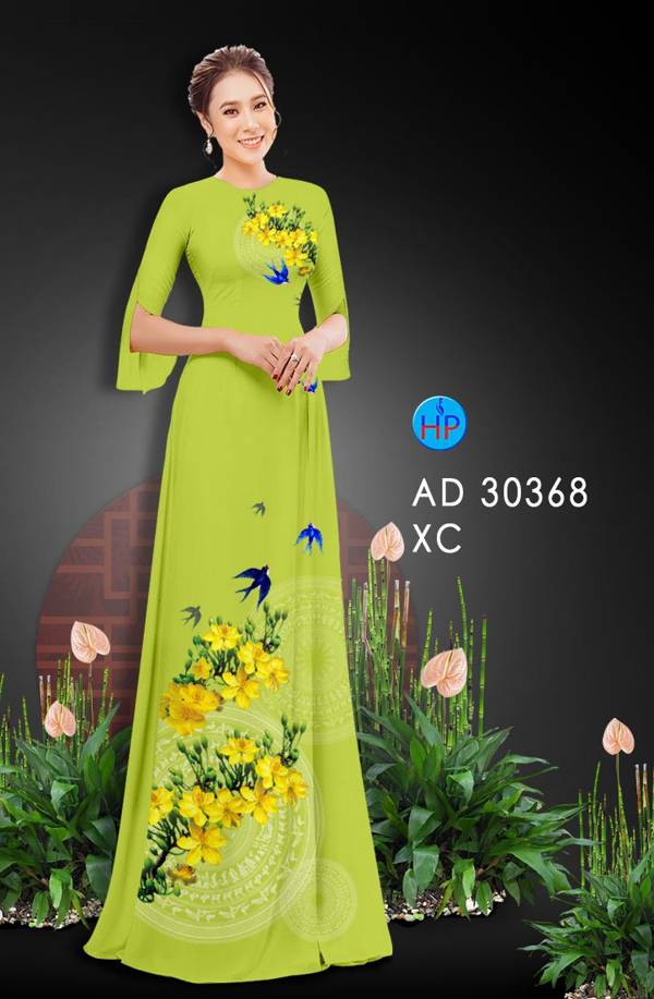 Vải Áo Dài Hoa Mai Vàng thiết kế 2021 AD 30368