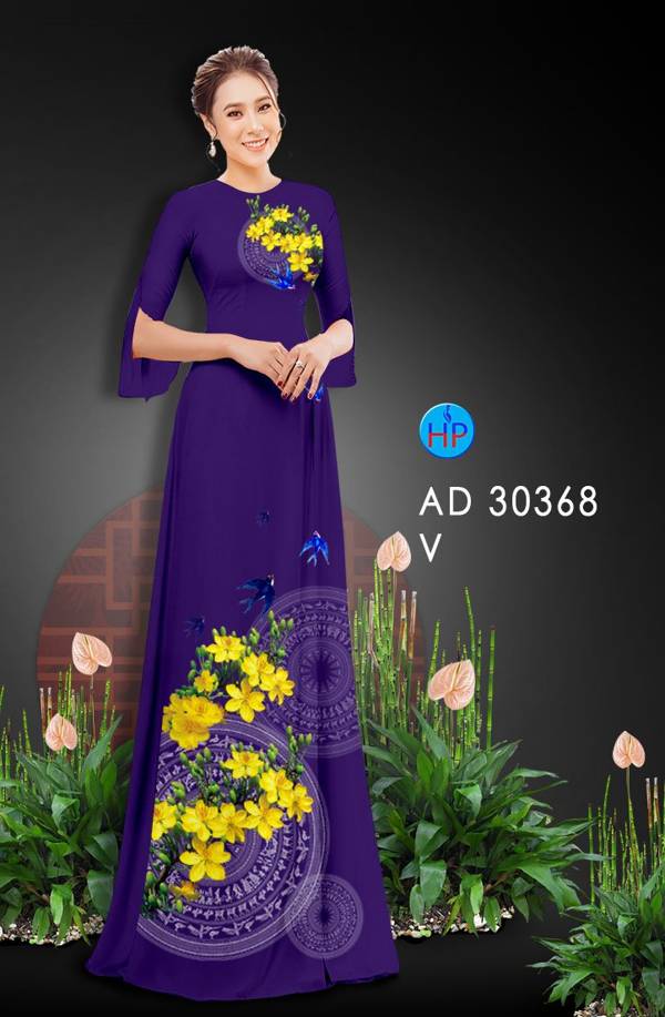 Vải Áo Dài Hoa Mai Vàng thiết kế 2021 AD 30368