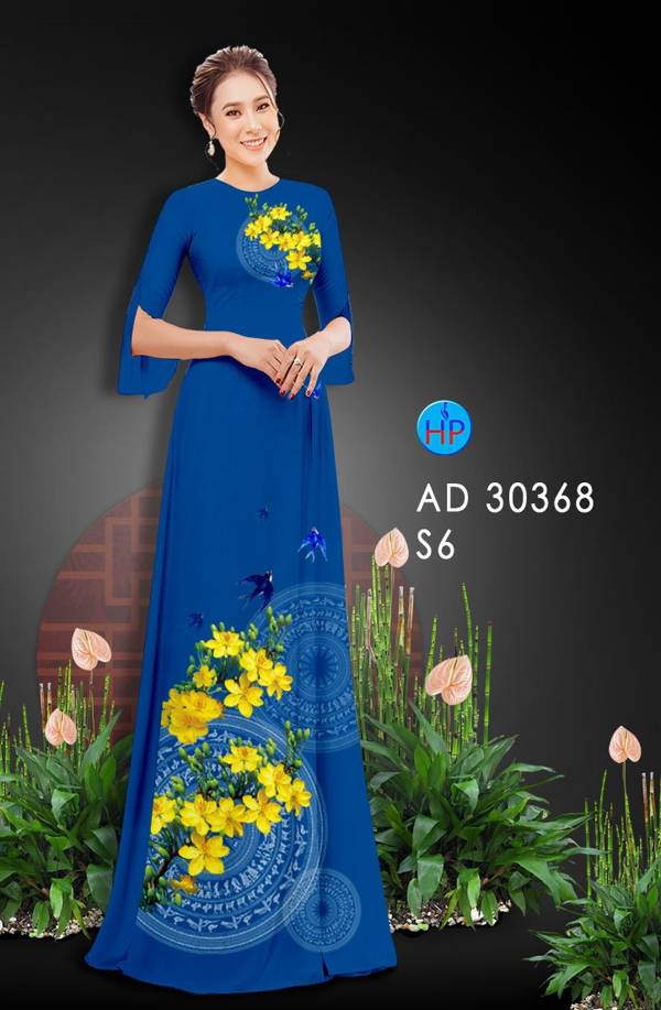 Vải Áo Dài Hoa Mai Vàng thiết kế 2021 AD 30368