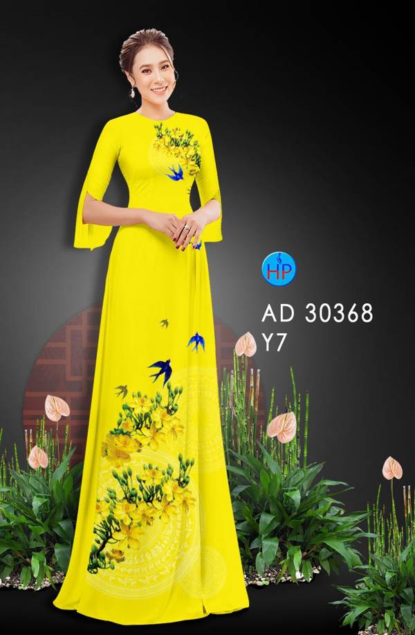 Vải Áo Dài Hoa Mai Vàng thiết kế 2021 AD 30368