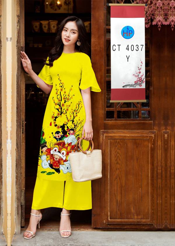 Vải Áo Dài Hoa Mai Tết thiết kế 2021 AD CT4037 42 Vải Áo Dài Hoa Mai Tết thiết kế 2021 AD CT4037