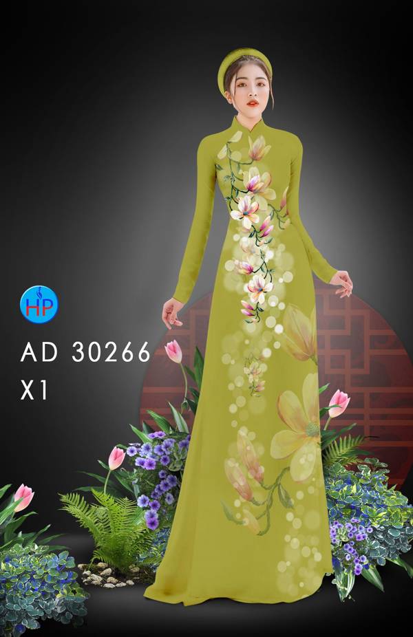 Vải Áo Dài Hoa Đào kiểu mới AD 30266 52 Vải Áo Dài Hoa Đào kiểu mới AD 30266