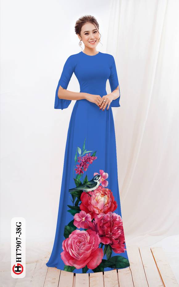 Vải Áo Dài Hoa Hồng thiết kế 2021 AD HT7907