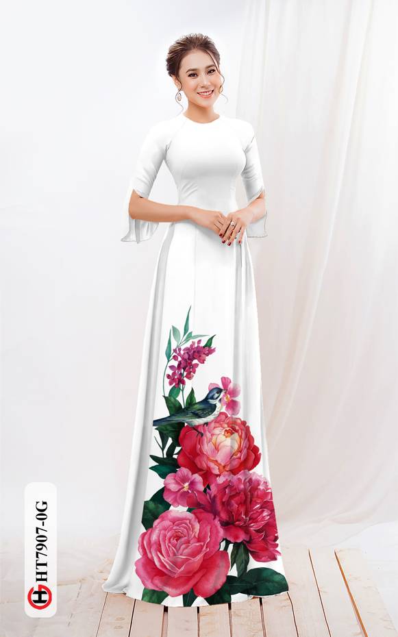 Vải Áo Dài Hoa Hồng thiết kế 2021 AD HT7907