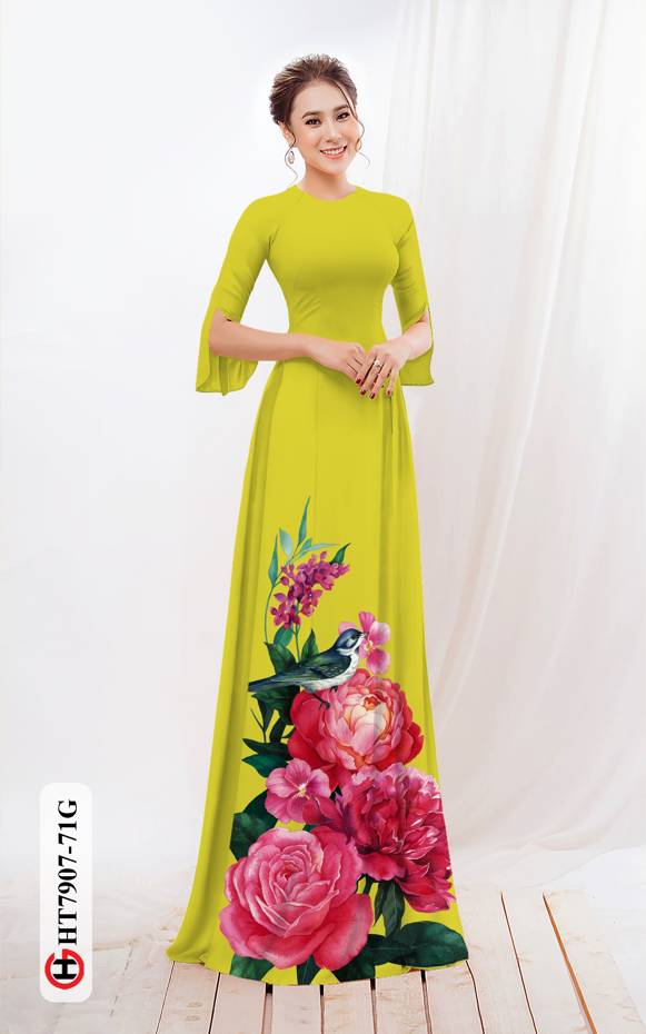 Vải Áo Dài Hoa Hồng thiết kế 2021 AD HT7907