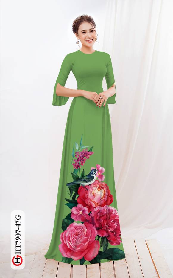 Vải Áo Dài Hoa Hồng thiết kế 2021 AD HT7907