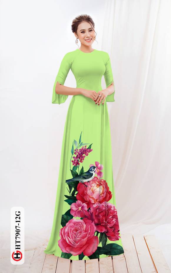 Vải Áo Dài Hoa Hồng thiết kế 2021 AD HT7907
