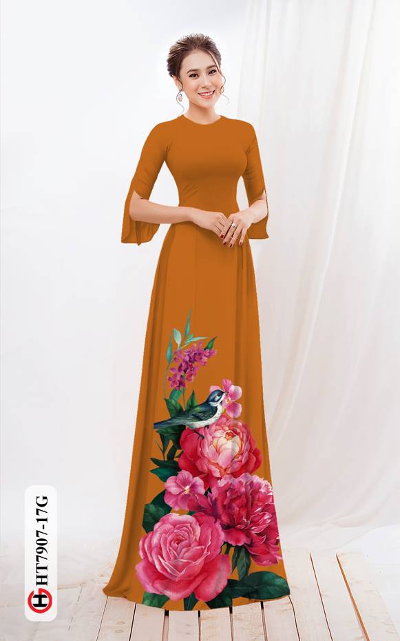 Vải Áo Dài Hoa Hồng thiết kế 2021 AD HT7907