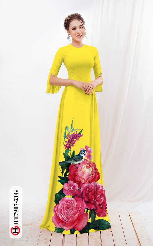 Vải Áo Dài Hoa Hồng thiết kế 2021 AD HT7907