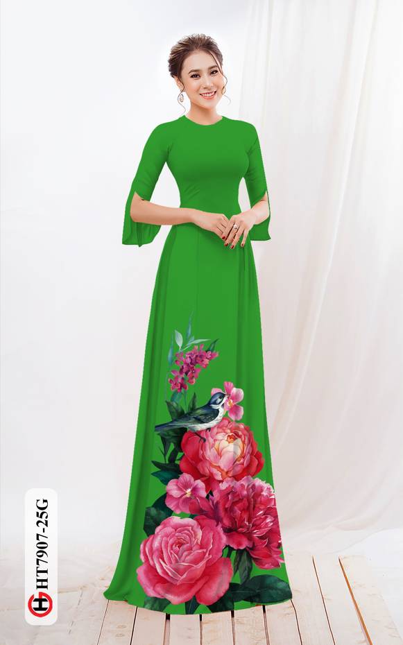 Vải Áo Dài Hoa Hồng thiết kế 2021 AD HT7907