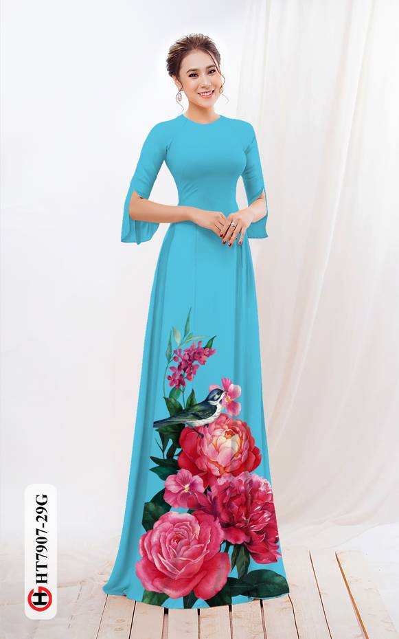 Vải Áo Dài Hoa Hồng thiết kế 2021 AD HT7907
