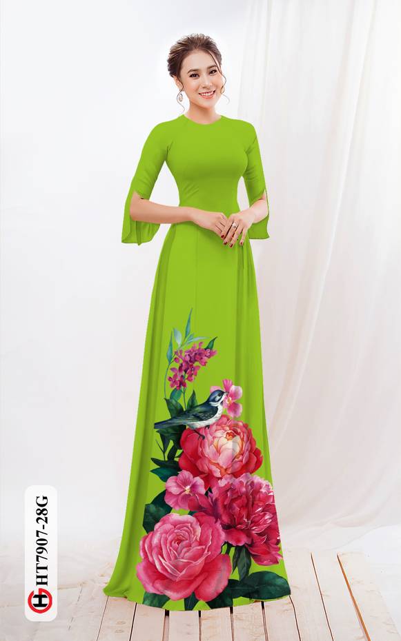 Vải Áo Dài Hoa Hồng thiết kế 2021 AD HT7907
