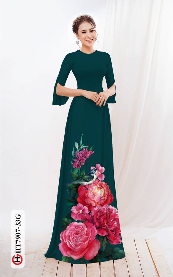 Vải Áo Dài Hoa Hồng thiết kế 2021 AD HT7907