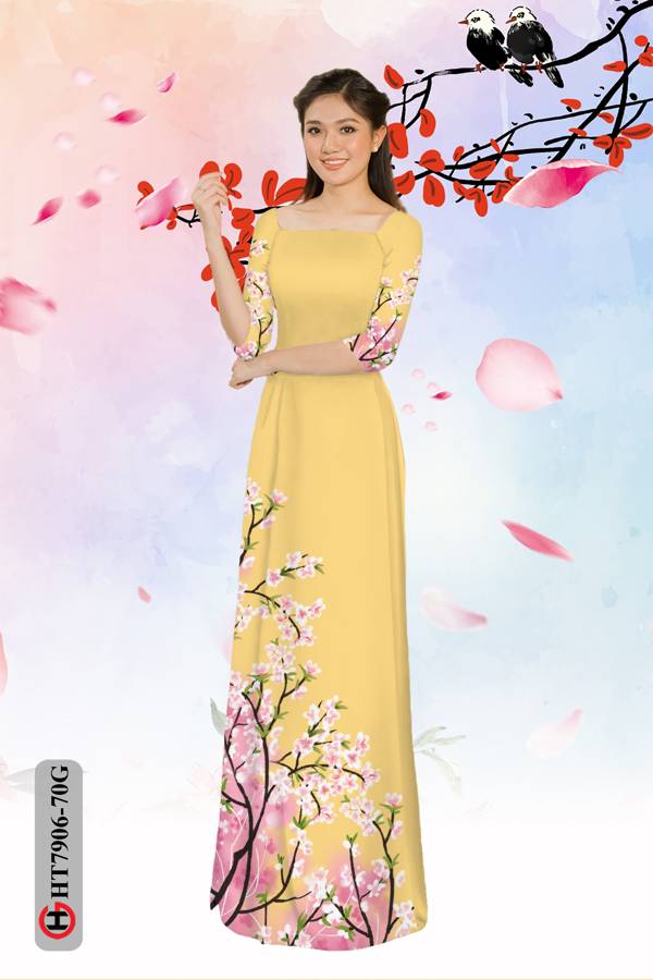 Vải Áo Dài Hoa Đào mới ra AD HT7906 34 Vải Áo Dài Hoa Đào mới ra AD HT7906