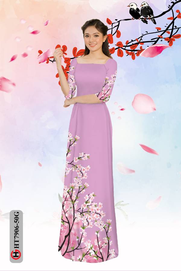 Vải Áo Dài Hoa Đào mới ra AD HT7906 32 Vải Áo Dài Hoa Đào mới ra AD HT7906
