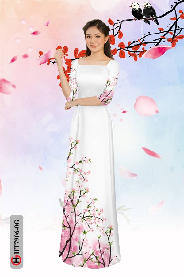Vải Áo Dài Hoa Đào mới ra AD HT7906 36 Vải Áo Dài Hoa Đào mới ra AD HT7906