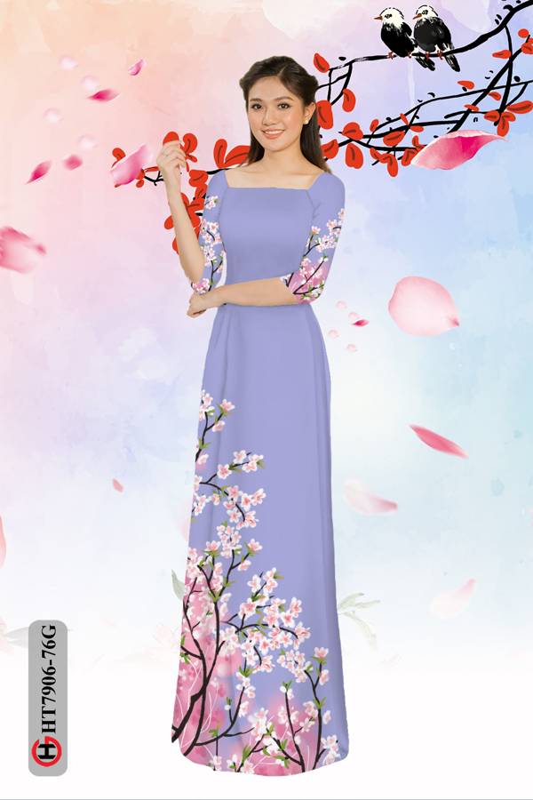 Vải Áo Dài Hoa Đào mới ra AD HT7906 35 Vải Áo Dài Hoa Đào mới ra AD HT7906