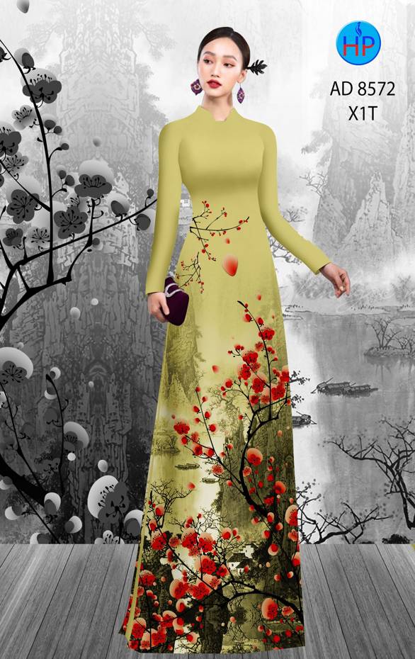 Vải Áo Dài Hoa Đào kiểu mới AD 8572