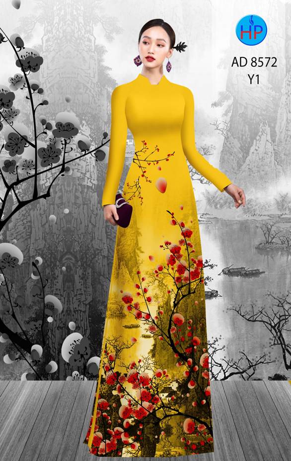 Vải Áo Dài Hoa Đào kiểu mới AD 8572