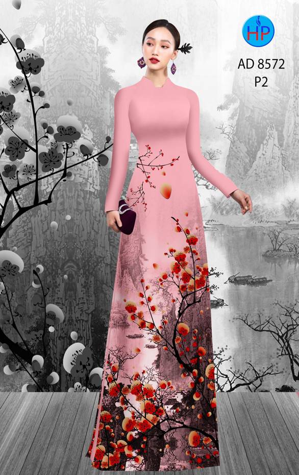 Vải Áo Dài Hoa Đào kiểu mới AD 8572