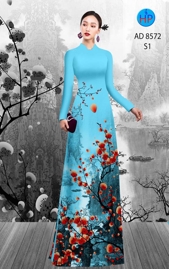 Vải Áo Dài Hoa Đào kiểu mới AD 8572