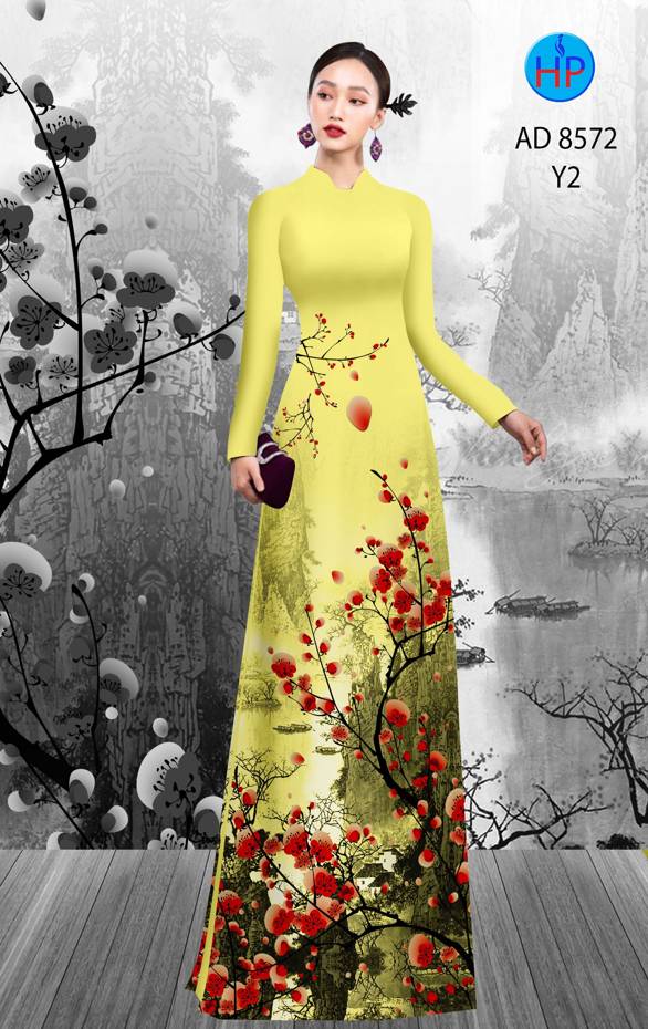 Vải Áo Dài Hoa Đào kiểu mới AD 8572