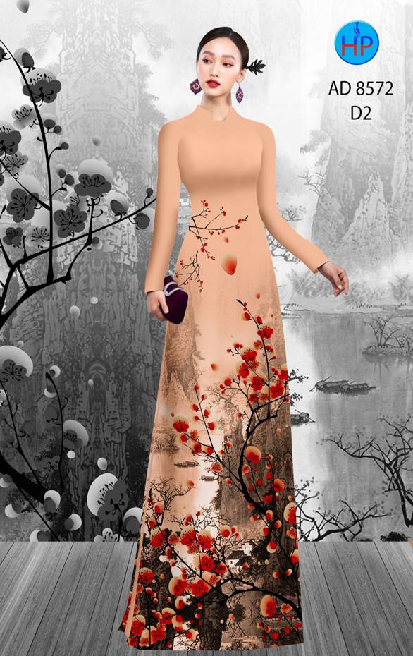Vải Áo Dài Hoa Đào kiểu mới AD 8572