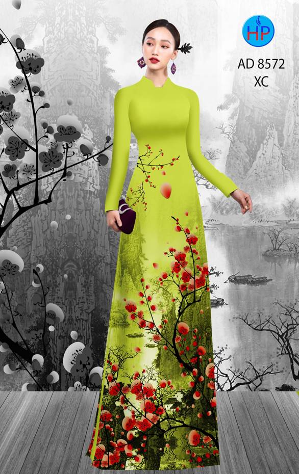 Vải Áo Dài Hoa Đào kiểu mới AD 8572