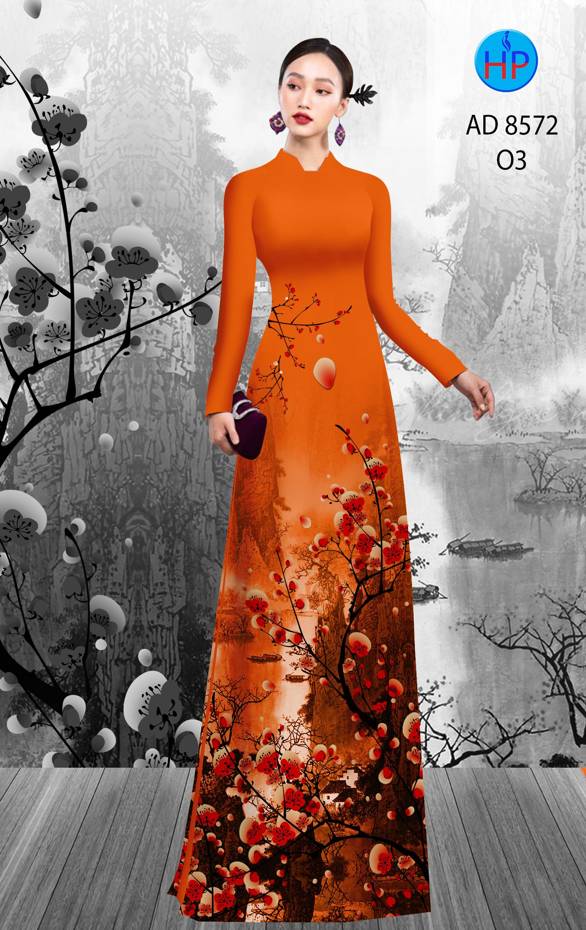 Vải Áo Dài Hoa Đào kiểu mới AD 8572