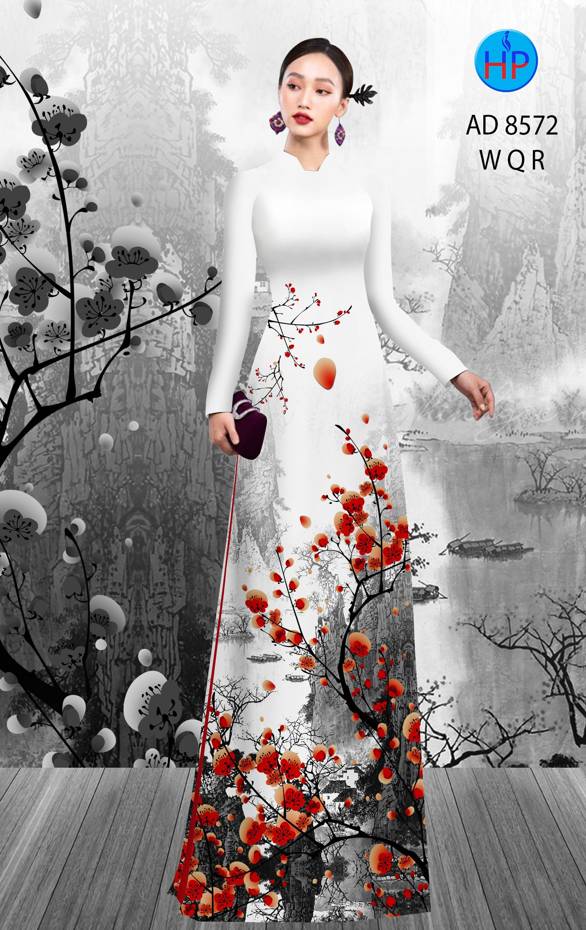 Vải Áo Dài Hoa Đào kiểu mới AD 8572