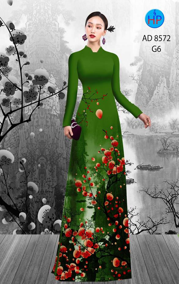 Vải Áo Dài Hoa Đào kiểu mới AD 8572