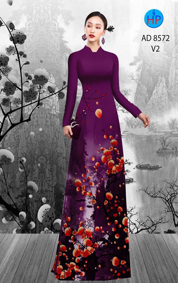 Vải Áo Dài Hoa Đào kiểu mới AD 8572