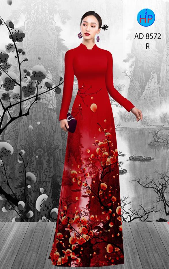 Vải Áo Dài Hoa Đào kiểu mới AD 8572