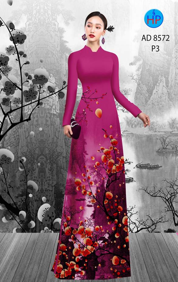 Vải Áo Dài Hoa Đào kiểu mới AD 8572