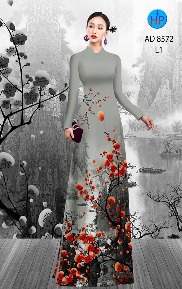 Vải Áo Dài Hoa Đào kiểu mới AD 8572