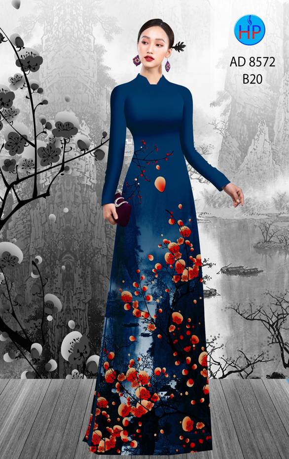 Vải Áo Dài Hoa Đào kiểu mới AD 8572
