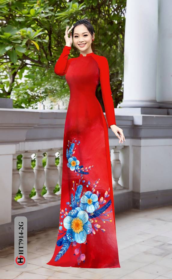 Vải Áo Dài Hoa In 3D thiết kế 2021 AD HT7914