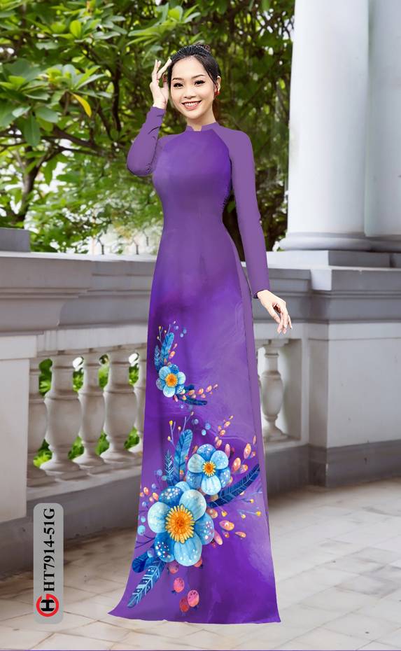 Vải Áo Dài Hoa In 3D thiết kế 2021 AD HT7914
