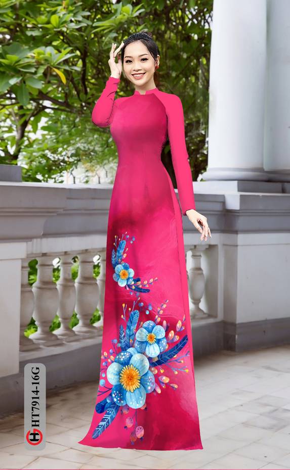 Vải Áo Dài Hoa In 3D thiết kế 2021 AD HT7914