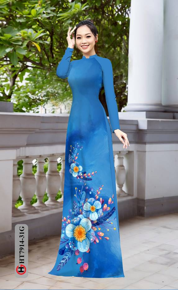 Vải Áo Dài Hoa In 3D thiết kế 2021 AD HT7914