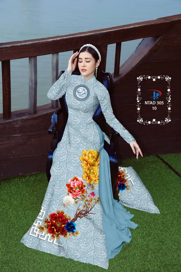 Vải Áo Dài Hoa In 3D mới ra AD NTAD 305 47 Vải Áo Dài Hoa In 3D mới ra AD NTAD 305